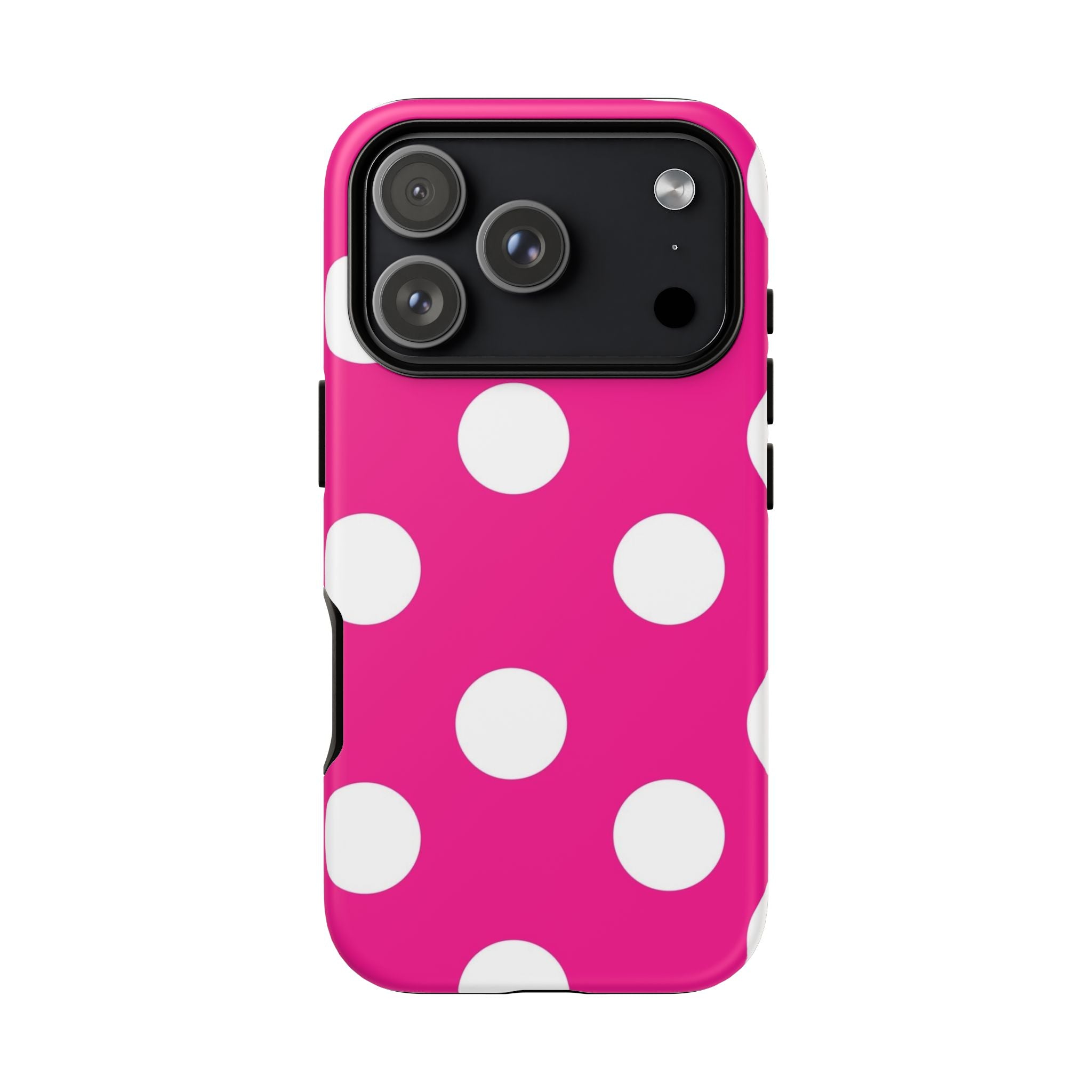 Pink Polka Dot Tough Phone Case — Hot Pink White Dot Protective Cover