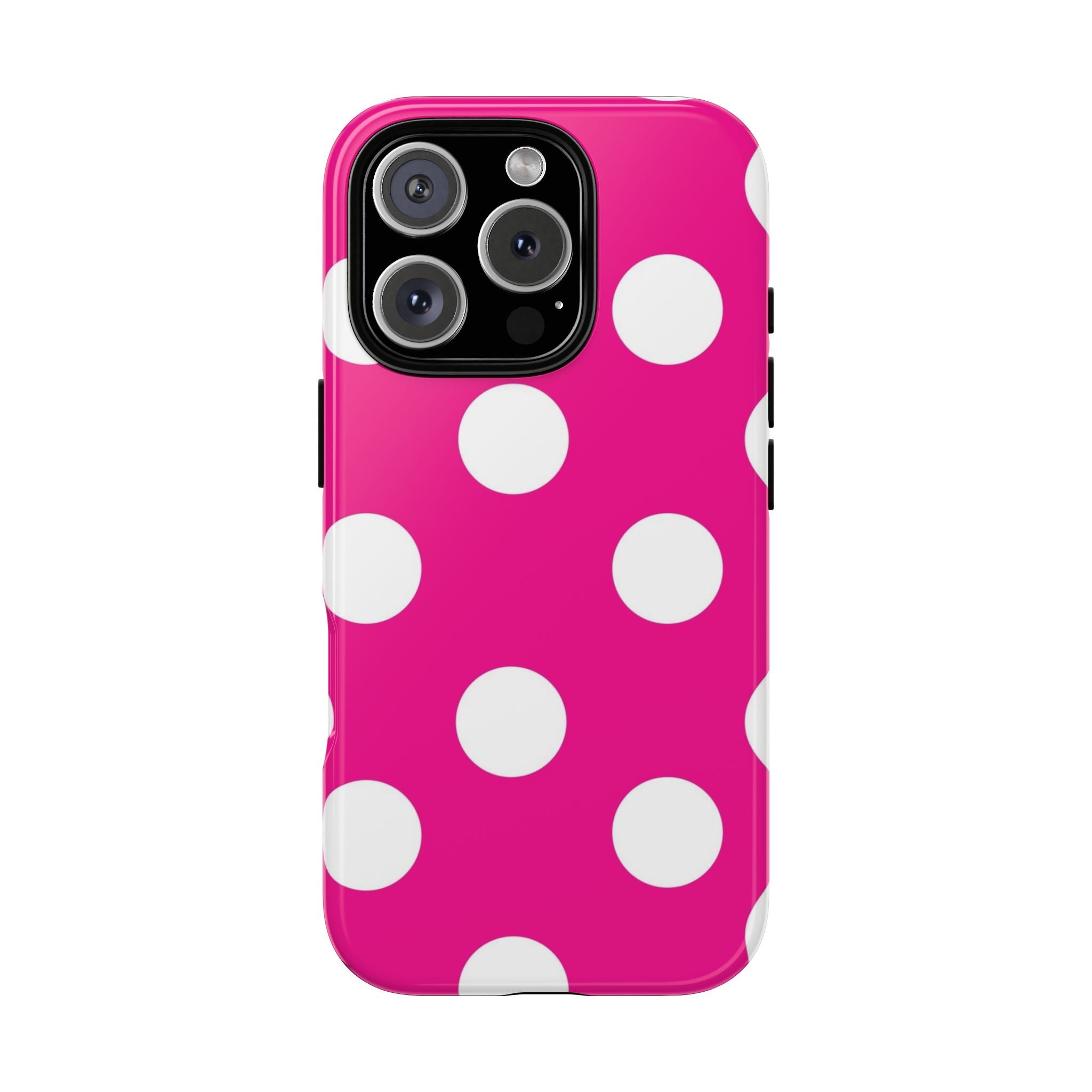 Pink Polka Dot Tough Phone Case — Hot Pink White Dot Protective Cover
