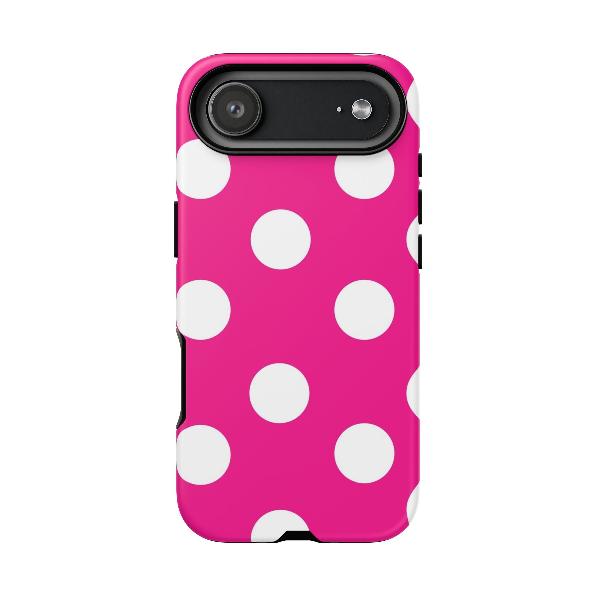 Pink Polka Dot Tough Phone Case — Hot Pink White Dot Protective Cover
