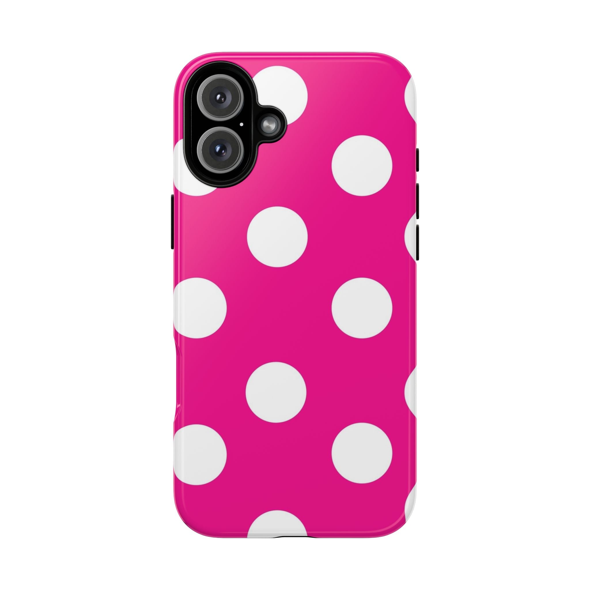 Pink Polka Dot Tough Phone Case — Hot Pink White Dot Protective Cover