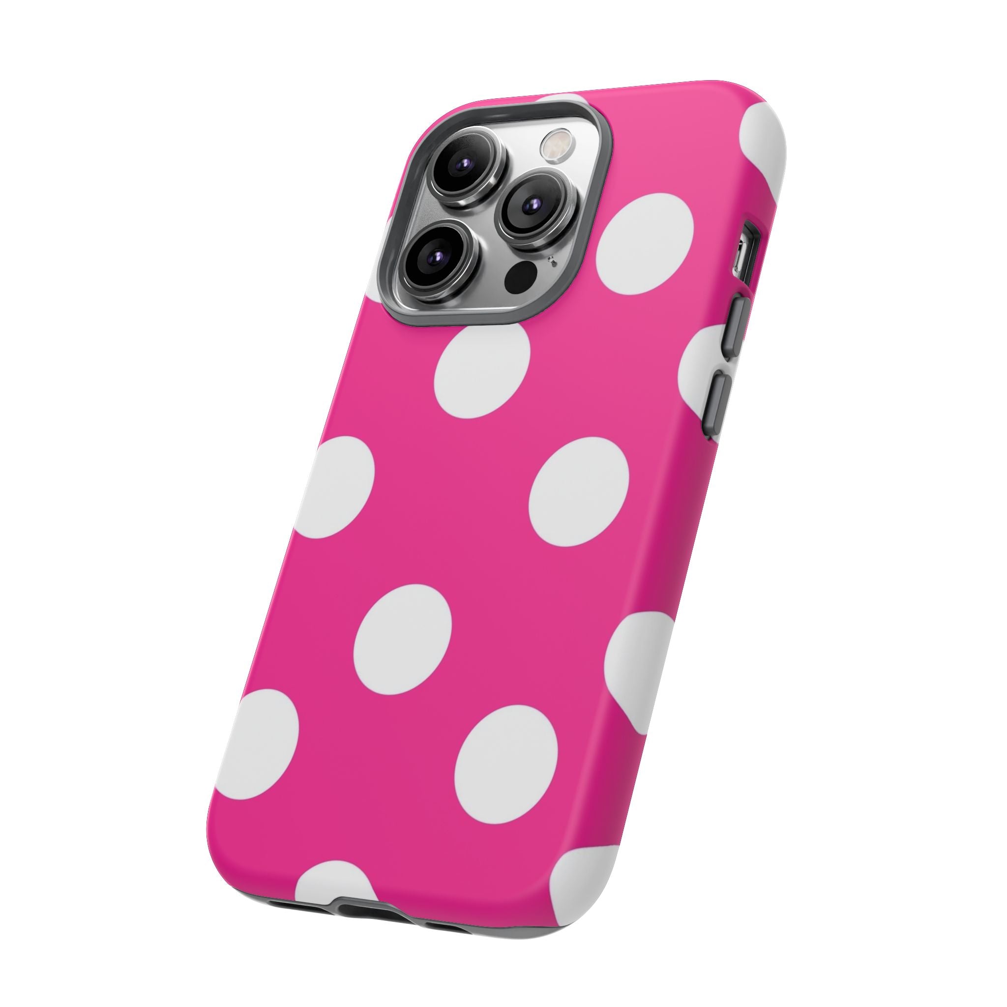 Pink Polka Dot Tough Phone Case — Hot Pink White Dot Protective Cover