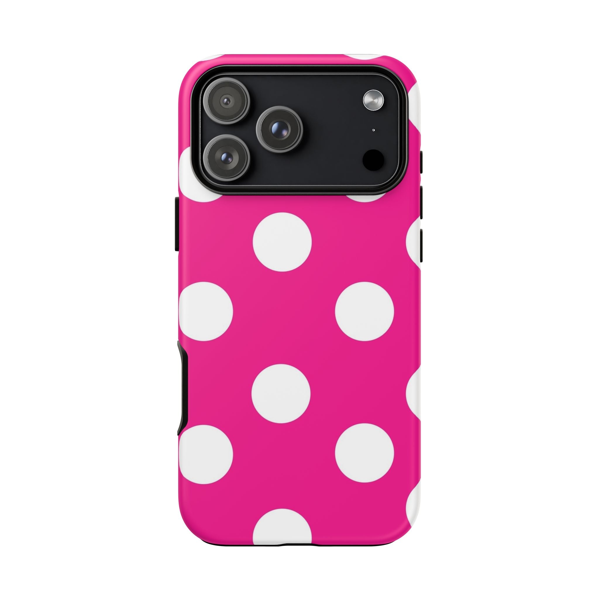 Pink Polka Dot Tough Phone Case — Hot Pink White Dot Protective Cover